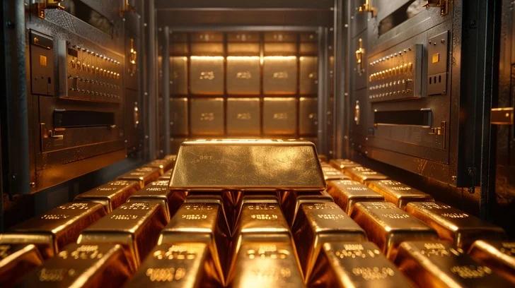 Inside a secure gold vault
