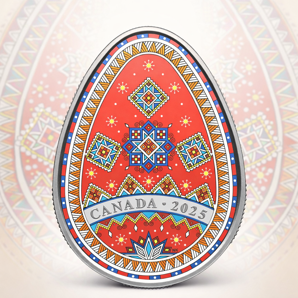 2025 Kanadische Pysanka 1 oz Feinsilber Polierte Platte | Royal Canadian Mint