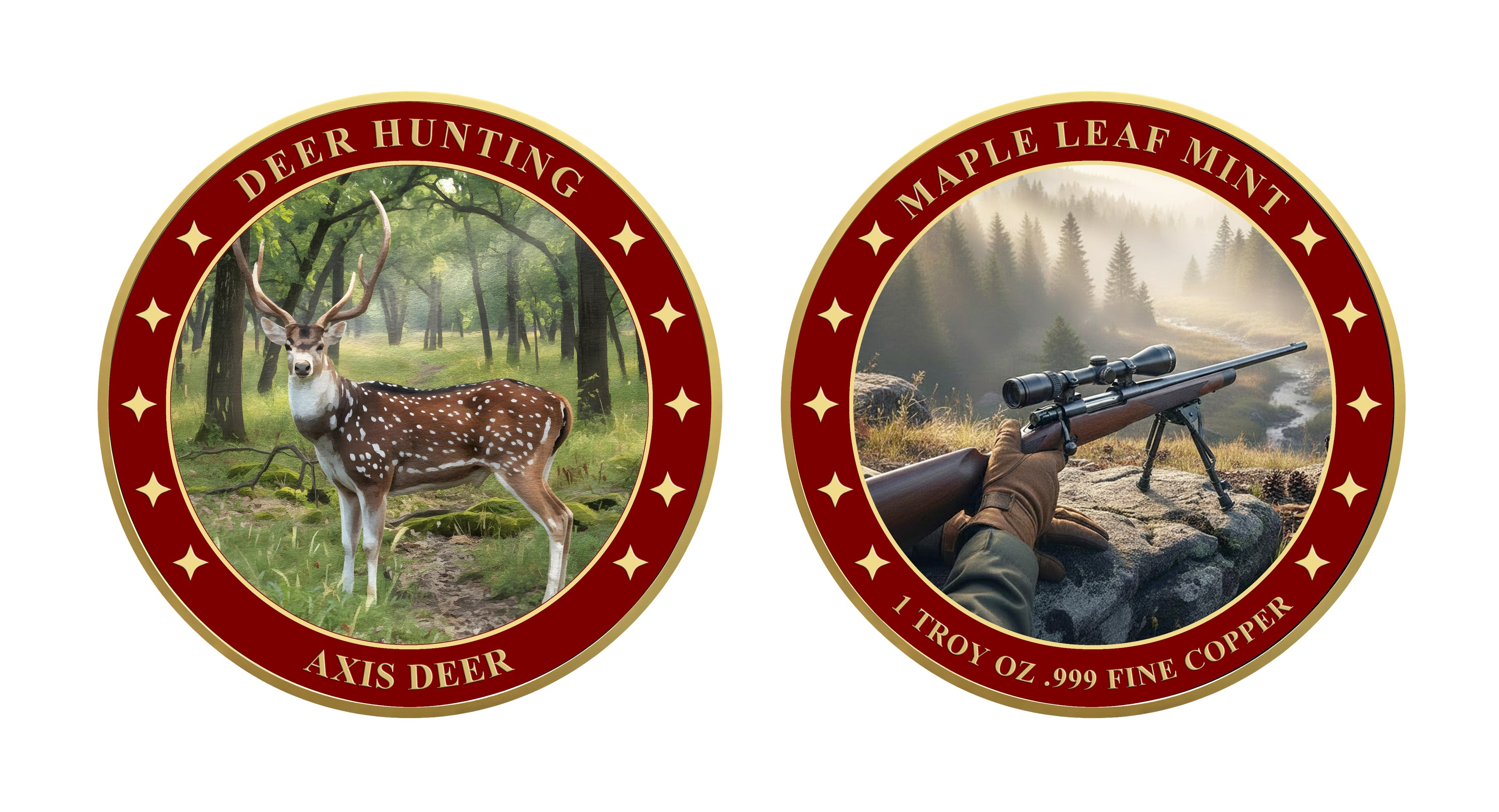 Axis Deer 1oz .999 Fine Copper Round UV Colorized – Deer Hunting Series