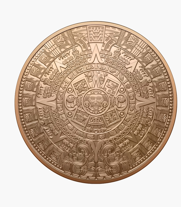 Aztec Calendar 1oz .999 Fine Copper Round – Maple Leaf Mint