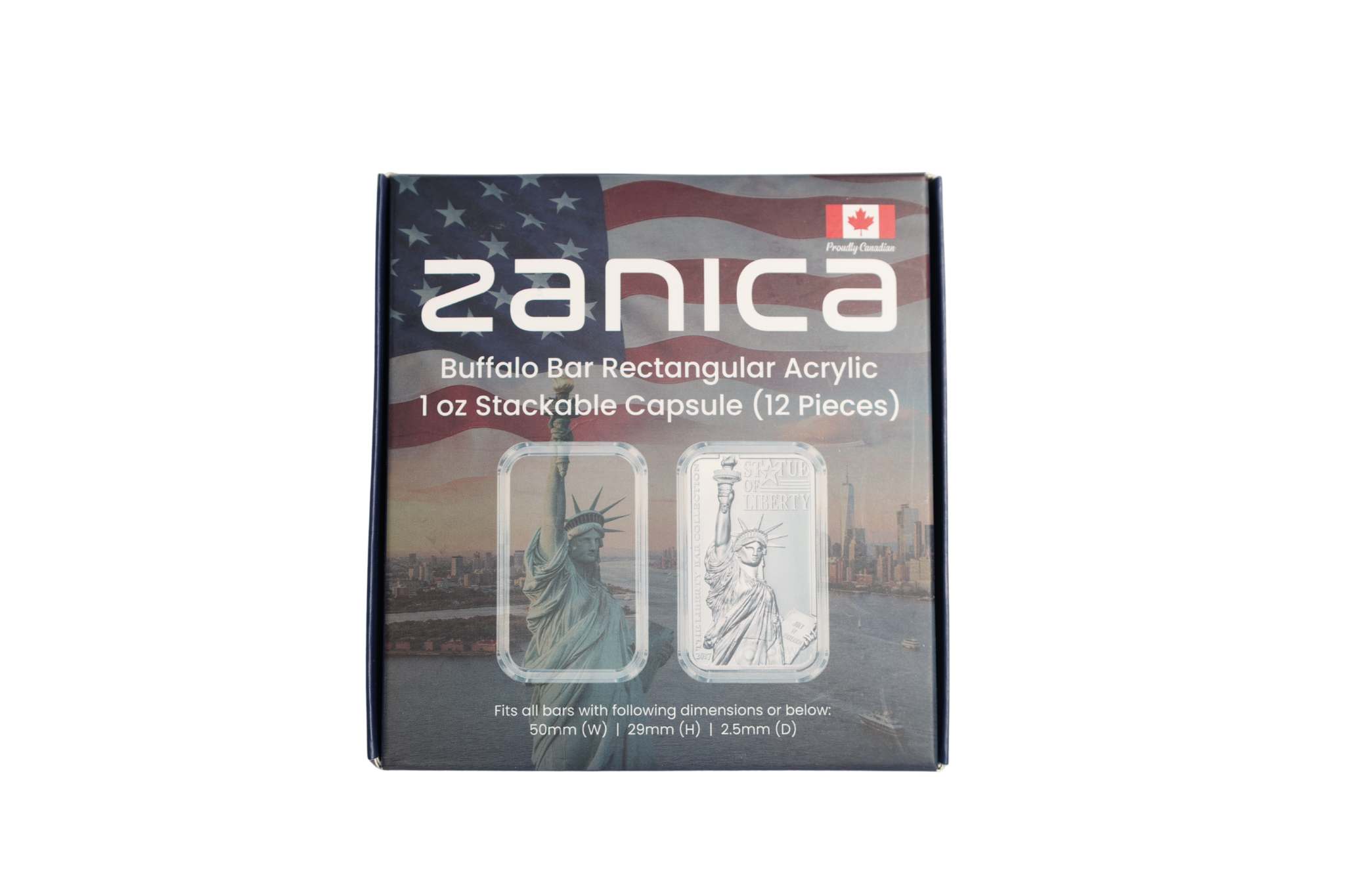 Stackable 1oz Silver Bar Capsule | American Buffalo Bar Holder 50x29mm | Pack of 12