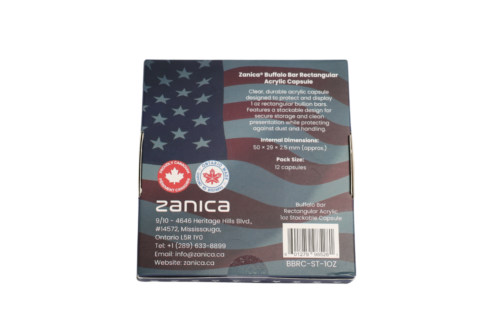 Stackable 1oz Silver Bar Capsule | American Buffalo Bar Holder 50x29mm | Pack of 12