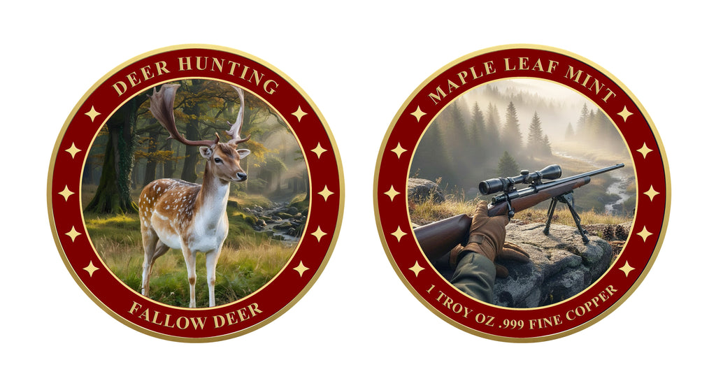 Fallow Deer 1oz .999 Fine Copper Round UV Colorized – Deer Hunting Series