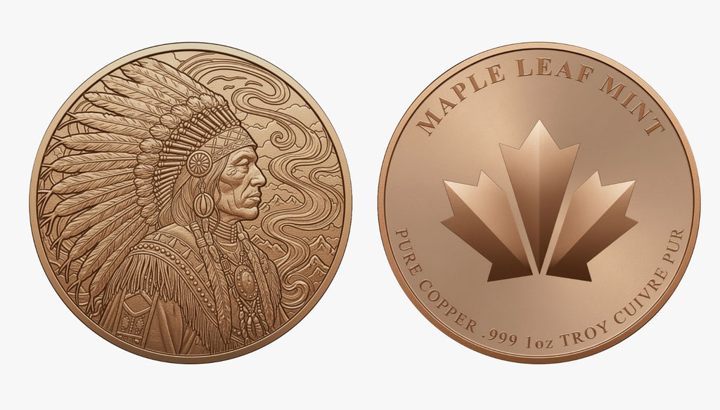 Indigenous Warrior 1oz .999 Fine Copper Round – Canadian First Nation Tribute Series