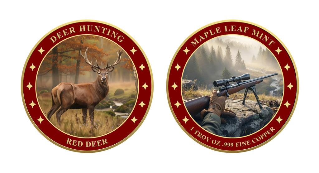 Red Deer 1oz .999 Fine Copper Round UV Colorized – Deer Hunting Series