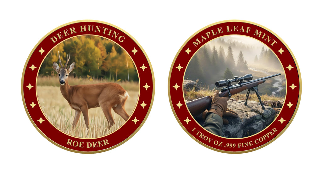 Roe Deer 1oz .999 Fine Copper Round UV Colorized – Deer Hunting Series