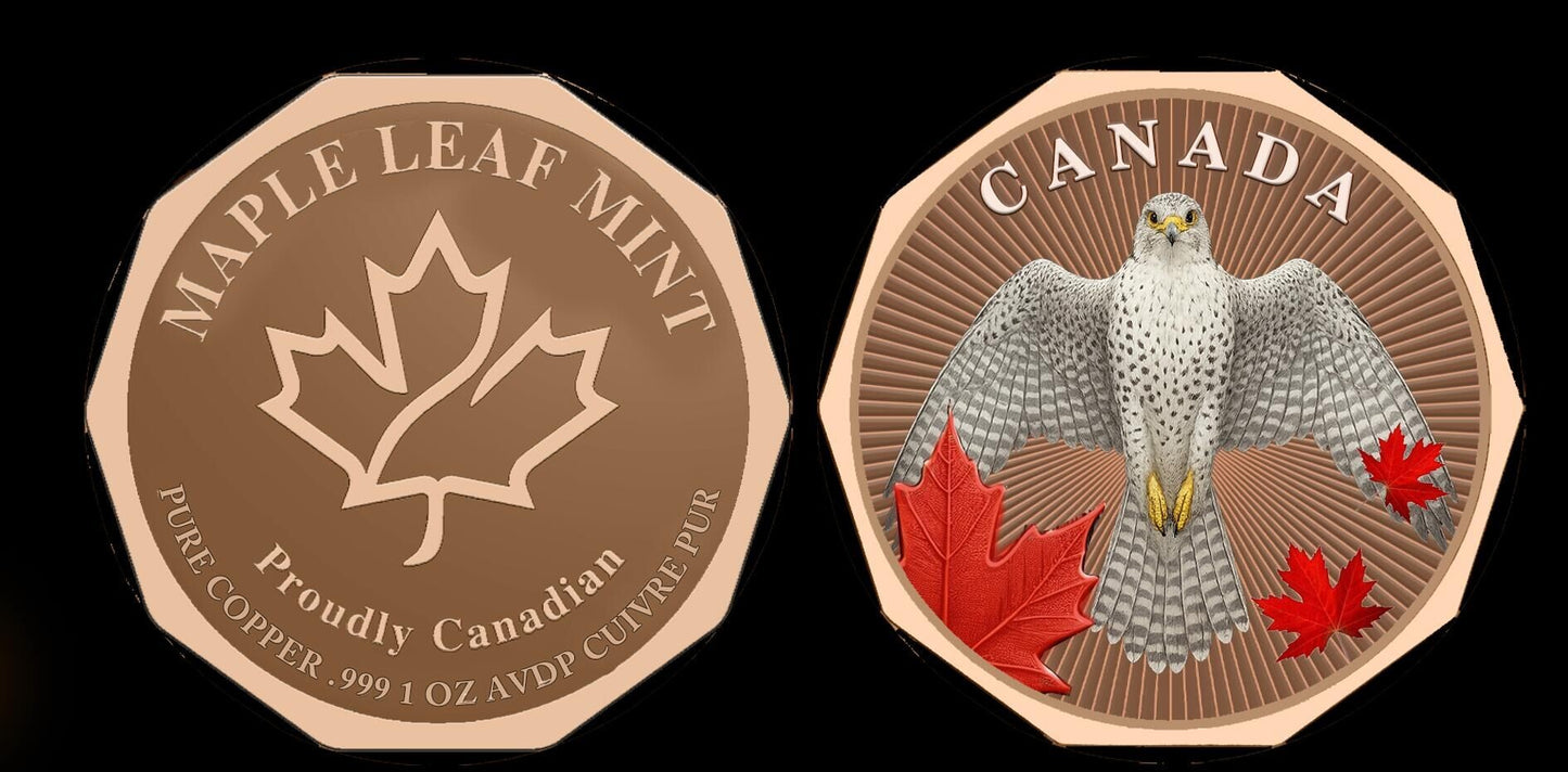 Guardians of the North Series – Gyrfalcon 1oz .999 Copper Coin (Colored Edition) 5 of 5