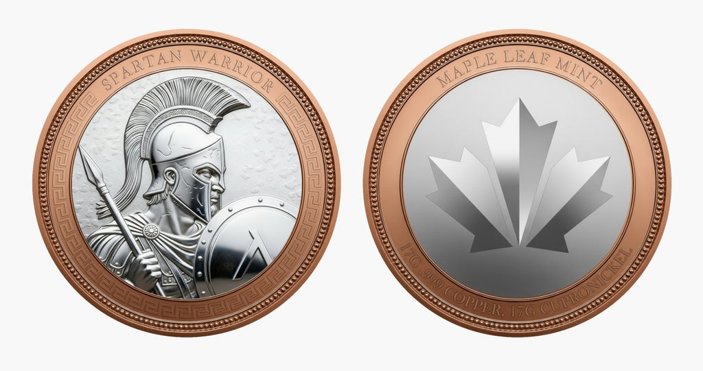 Spartanischer Krieger Bimetall-Kupfer-Rundmedaille – Hochrelief Sammleredition | Maple Leaf Mint
