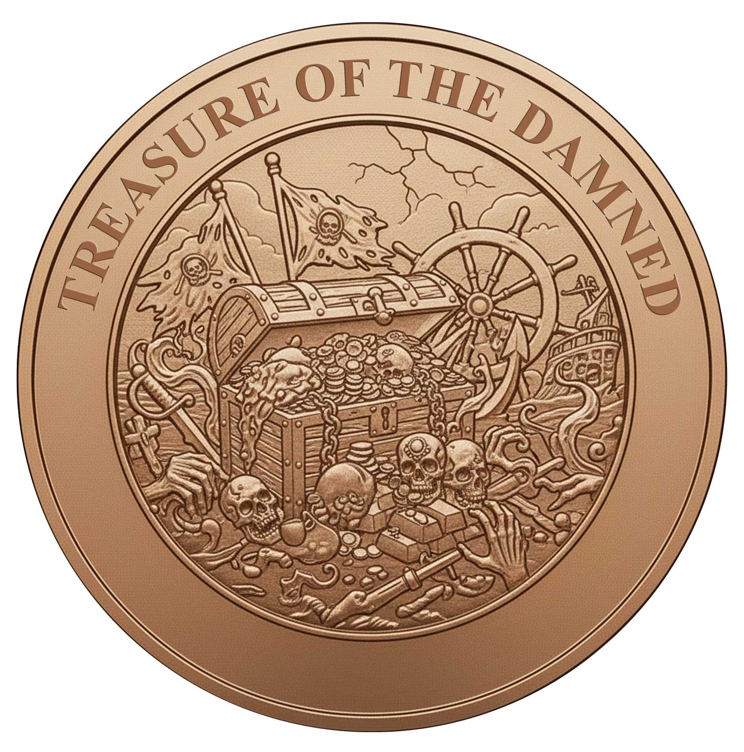 Treasure of the Damned 1oz .999 Fine Copper Round – High Relief Collector Edition | Maple Leaf Mint