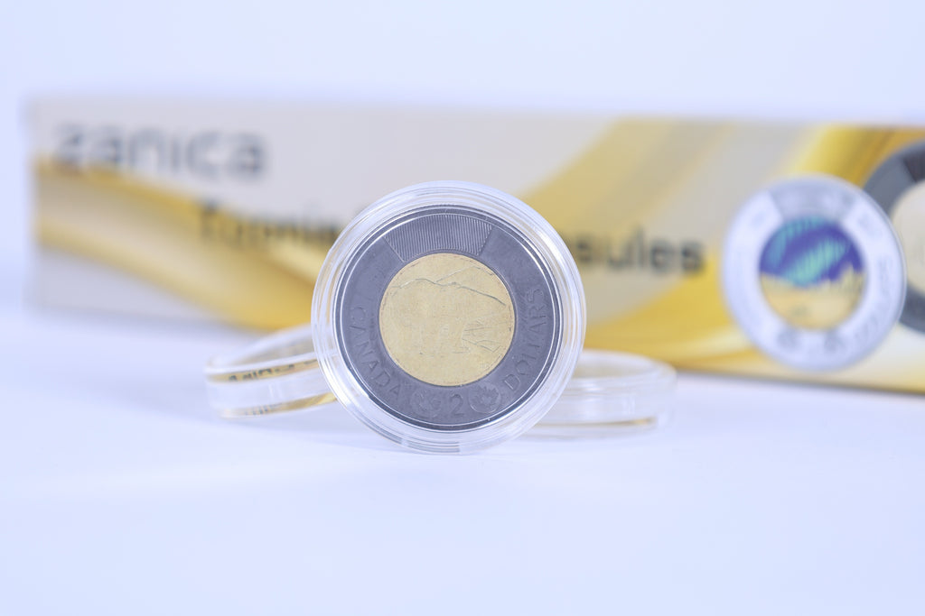 Zanica Toonie Coin Capsules – Stackable Canadian $2.00 Coin Holders (Pack of 25)