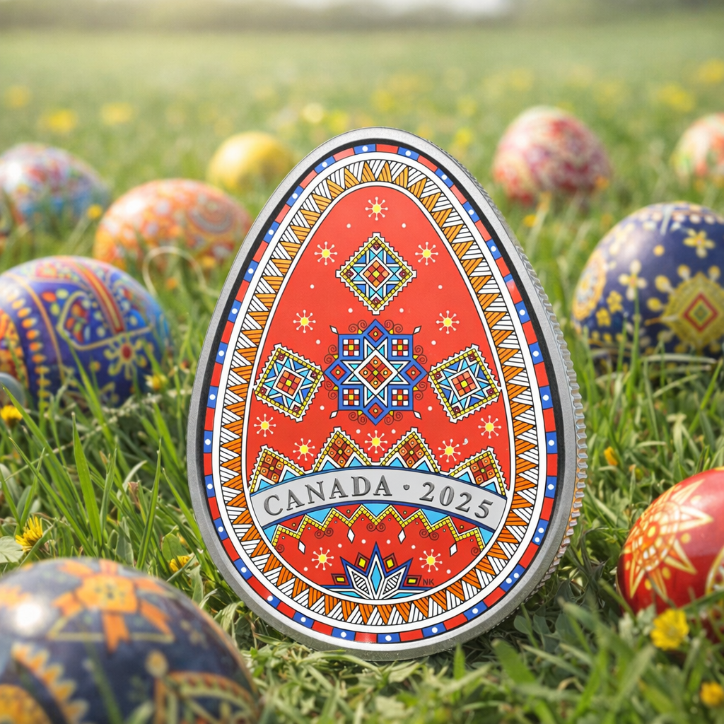 2025 Kanadische Pysanka 1 oz Feinsilber Polierte Platte | Royal Canadian Mint