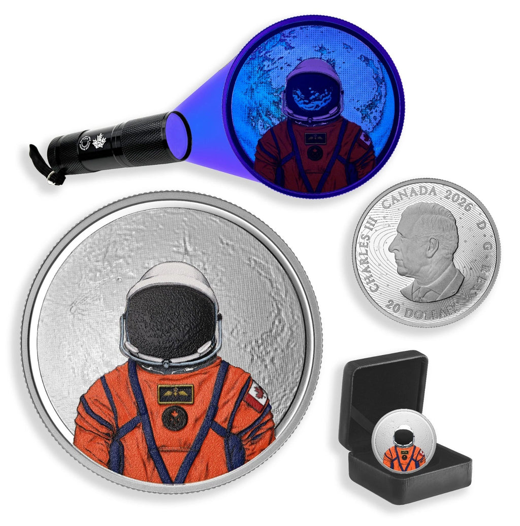 Mondmission Artemis II 2026 1 Unze Feinsilbermünze Schwarzlicht-Enthüllung